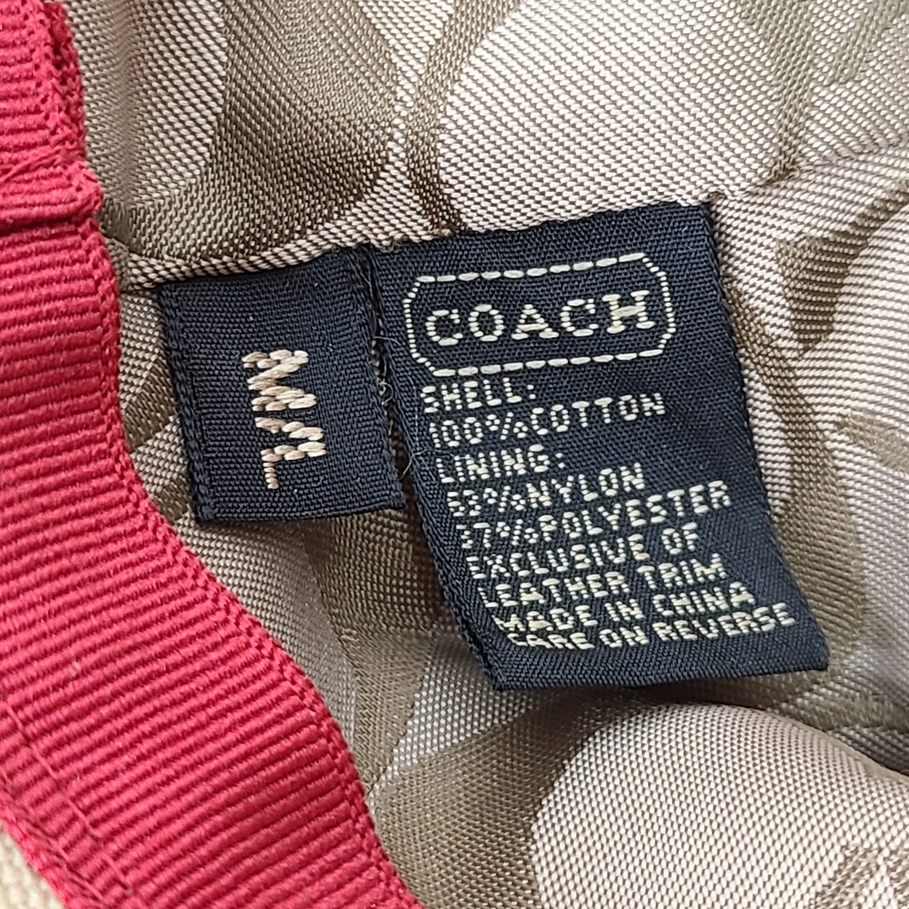 COACH Vintage Twill Bucket Hat Tan with Red/Blue Leather band Size M/L - Picture 9 of 9